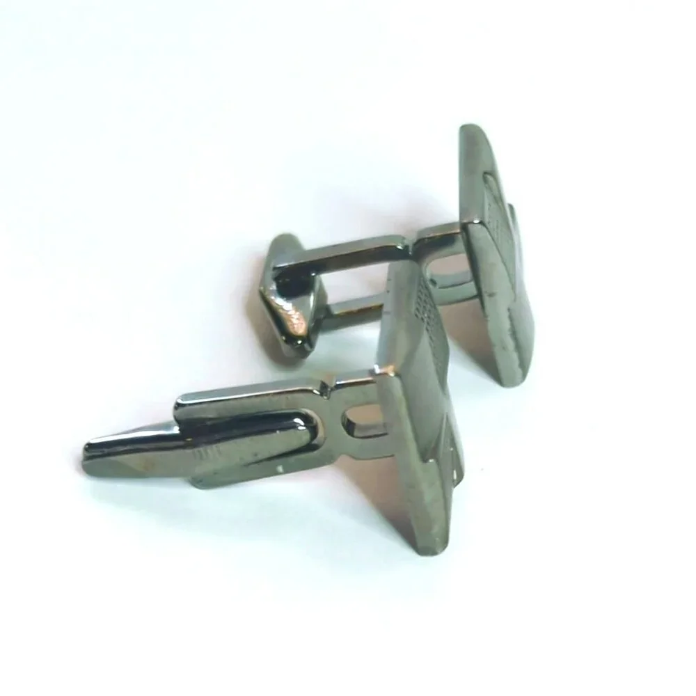 Gray Gunmetal Dual Pattern Square Cufflinks